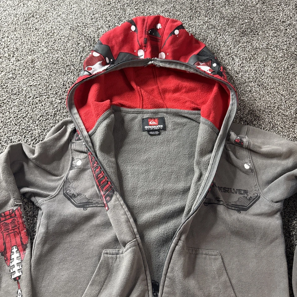 Quicksilver молодежи Cyber панк графический полный молнии толстовка с капюшоном сетки глаз отверстия (S) 8-10 - Изображение 2 из 4