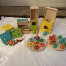 Lot Of 6 LOVEVERY Toys - 12-24 Mo. Peg Drop, Wooden Stacker, Ring Stacker - VG