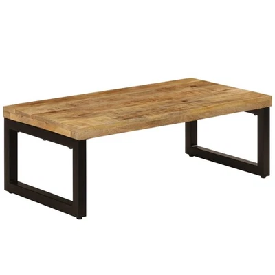 Bois de Manguier Massif Table Basse Acier Table de Salon Ameublement vidaXL - Photo 1/2