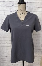 Figs Small Gray Catarina One Pocket Scrub Top Classic Fit Medical Work Wear