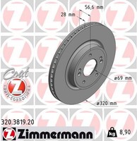 2X Bremsscheibe Coat Z Zimmermann 320.3819.20 FüR KIA Stinger CK Hatchback Van