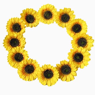 12 PCS 6.2 Inch Large Yellow Artificial Sunflower Heads for Home Decoration