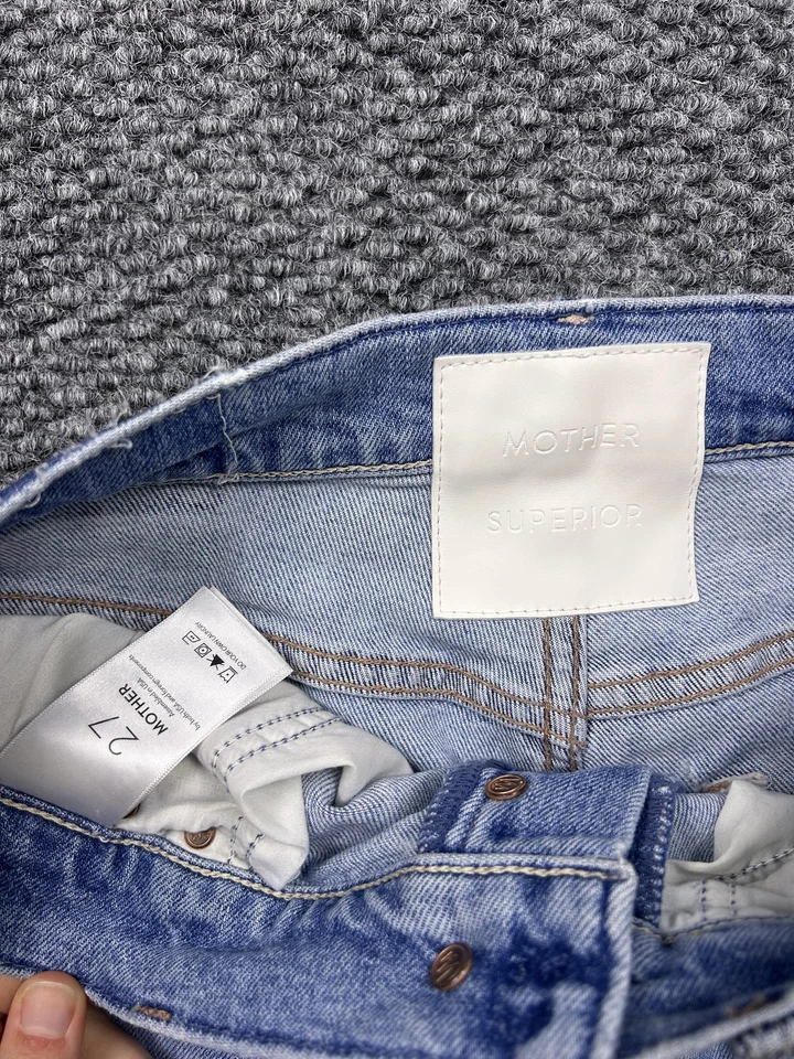 Mother Jeans Womens 27 Light Wash High Waisted Hiker Hover Distressed USA - Image 2 of 4