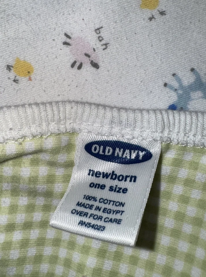 Manta bebé algodón animales de granja azul marino antigua blanca verde guinga a cuadros algunos defectos Foto 3 de 3