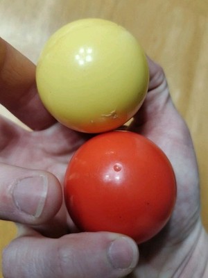 2 Older Hard Plastic Rattle Balls For Pet Or Kids