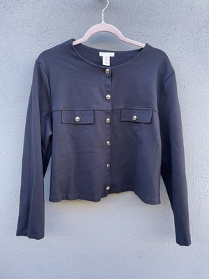 H&M NWT Women s Basic Button Front Cardigan Sweater Navy Blue Sz XL Minimalist