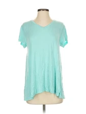 H By Halston Women Green Short Sleeve T-Shirt S