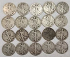 90% Silver Walking Liberty Half Dollars - Roll of 20 - $10 Face Value 1920-1947