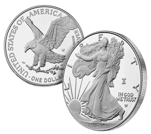 2026-W 1 oz Proof American Silver Eagle (w/Box & COA, Dual Date)