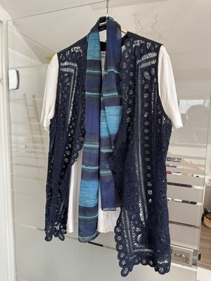   Set Neu w Lochmuster Weste + NEU Shirt Kurzarm via Appia 46 xxl Damen Schal 