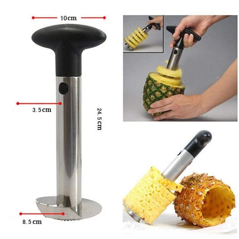 Herramienta de cocina fácil de acero inoxidable piña fruta cortador cortador pelador uso Foto 2 de 4