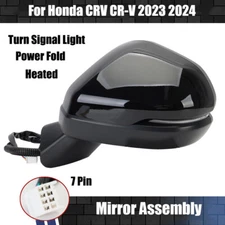 Side Mirror For 2023-24 Honda CRV Left Driver W/Turn Signal Auto-Fold 7Pin Black