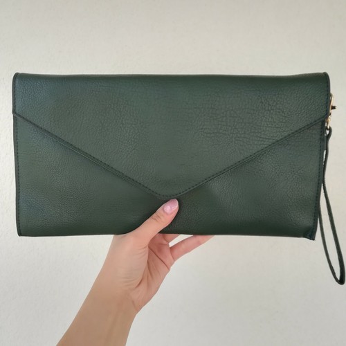 Pochette a busta colore verde bottiglia, munita di tracolla, 31x17cm | eBay