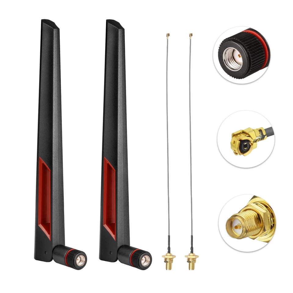 2x 8dBi WiFi-Antenne 2,4 GHz 5GHz 5,8GHz Dualband-RPSMA-Antenne +U.fl/IPEX-Kabel - Bild 3 von 4