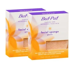 Buf Puf Gentle Facial Sponge 2 Count Natural Exfoliating Bathing Sponge