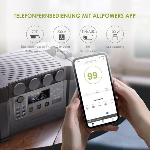 ALLPOWERS 2400W Powerstation Portátil S20000 Pro Generador Solar con Panel Solar - Imagen 5 de 19