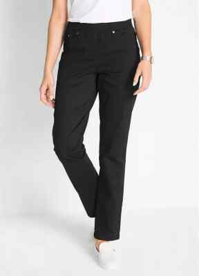 Freemans Black Pull On Straight Leg Trousers  UK 12     (FS78-46)