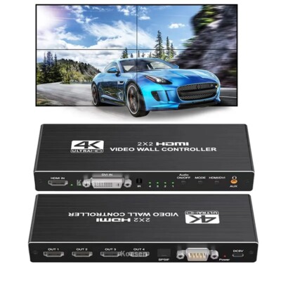 2x2 4K HDMI DVI Video Wall Controller Processor 1x2 1x3 1x4 Multi Screen Splicer