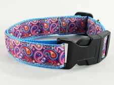 Paisley dog collar handmade adjustable buckle collar 1" wide or leash $12 collar