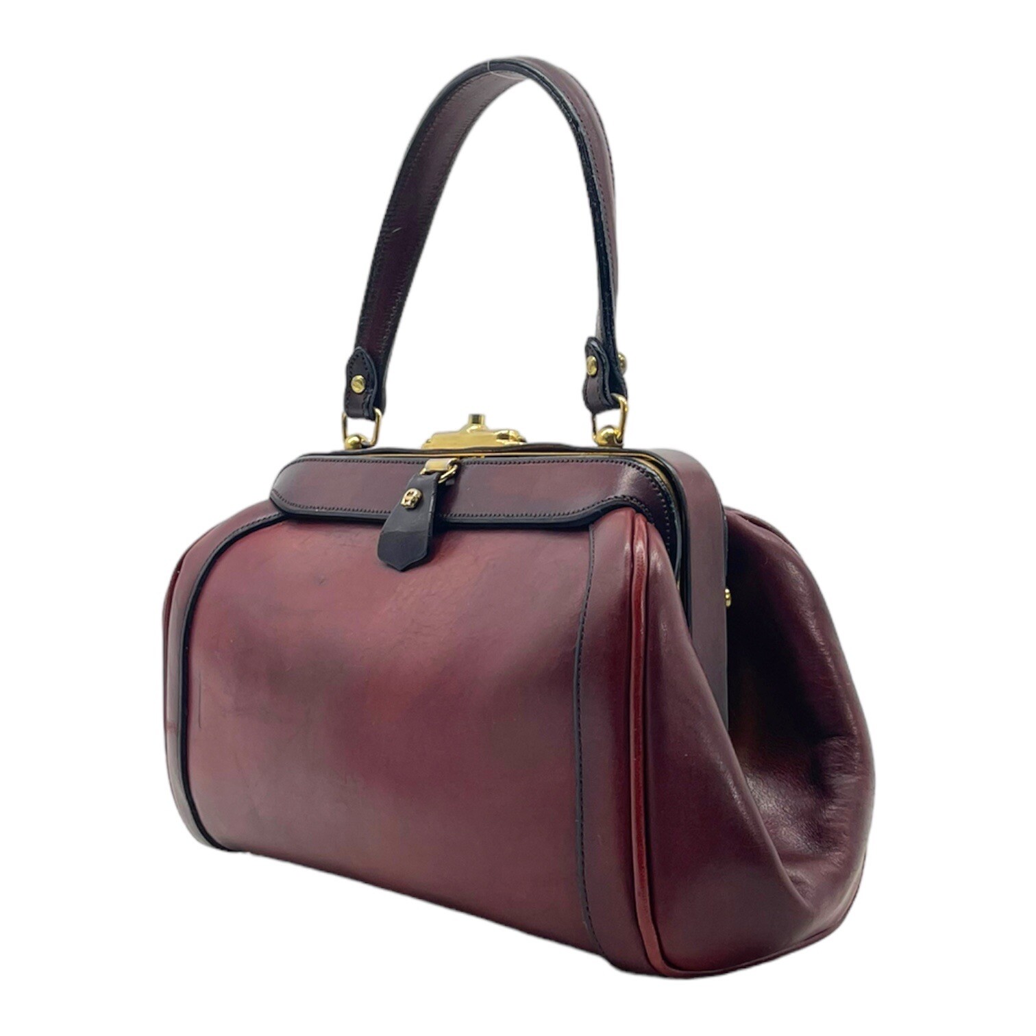Vintage 40s 50s ETIENNE AIGNER Handmade Leather Satchel Handbag Top Handle image 3