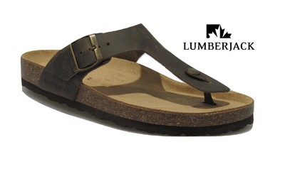 Infradito sandali da uomo LUMBERJACK in pelle con fibbia estivi sula gomma  nabuk | eBay
