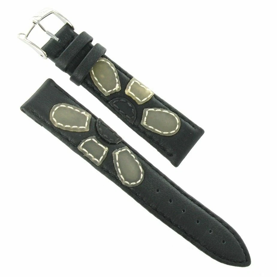 Morellato Black W/Beige Flowers Lorica Stitched Band - Sizes 14, 16, 18 & 20mm - Image 2 of 3