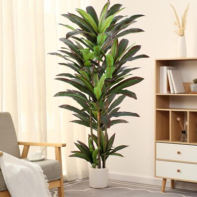 Dracaena Artificial Plant 5Ft Red Yucca Silk Tree Faux Plants Indoor Tall Fake H
