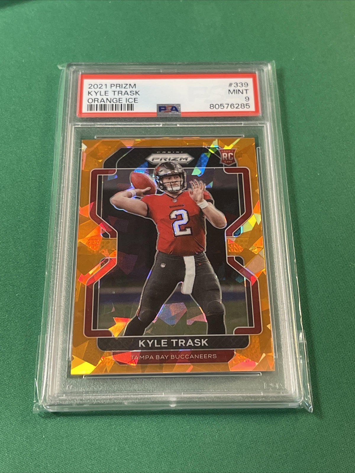 2021 Prizm Kyle Trask RC Orange Cracked Ice #339 PSA 9 Bucs