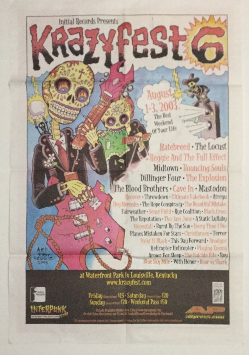 KrazyFest 6 Poster from 2003 - 2 Sided - Initial Records Equal