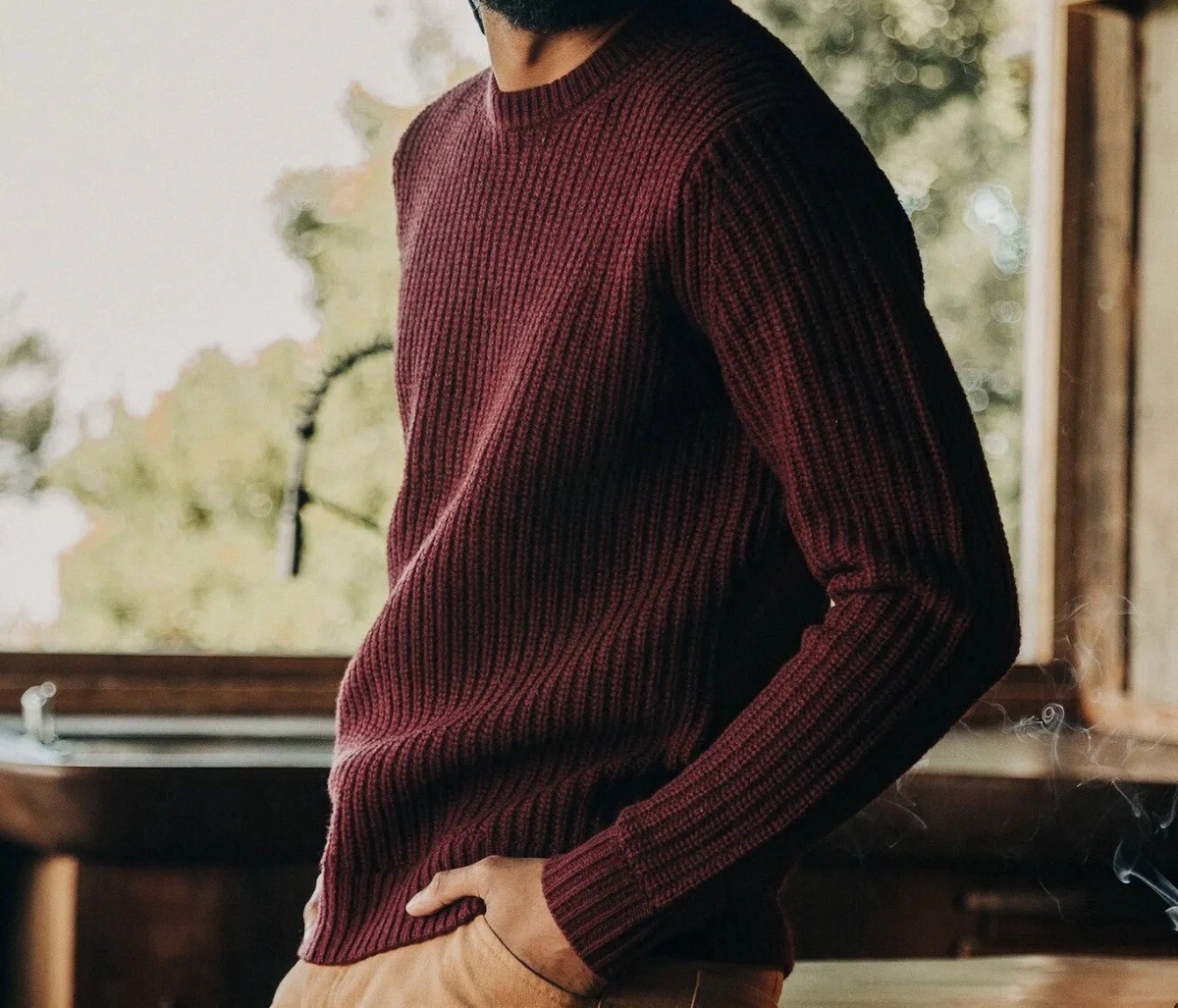 NEW Taylor Stitch Wharf Sweater 42 L Burgundy Knit Wool NWT retail 238