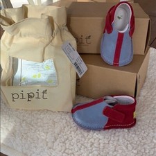 Pipit sky Blue and deep red stripe suede Ankle boots NWB Comfort First Walker 4