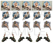 WW2 Pin Ups Water Slide Decals model airplane pin up girls 3/4" to 1" each