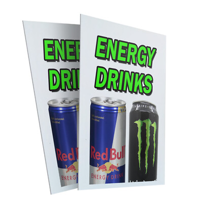 Energy Drinks 24'' x 36'' 2 Pack Of Store Sign Plastic Or Decal