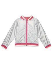 Appaman Girls Nikki Bomber Jacket Iridescent Silver Size 7
