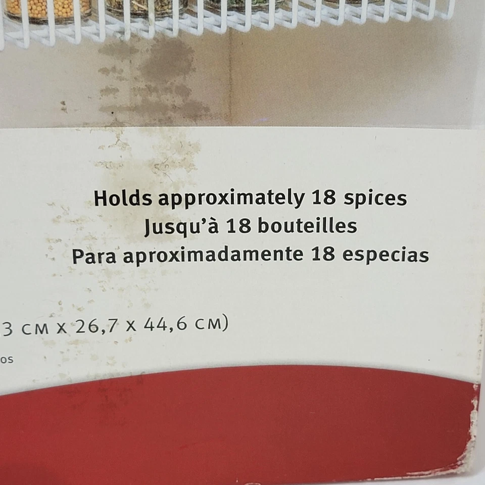 Vtg Rubbermaid 3 Shelf Pull Down Spice Rack 18 Jar Dated 2007 White Open Box - Image 4 of 4