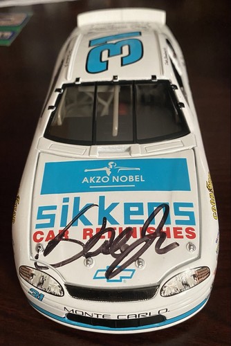 1997 DALE EARNHARDT JR #31 SIKKENS WHITE 1/24 ACTION BANK SIGNED BLACK SHARPIE