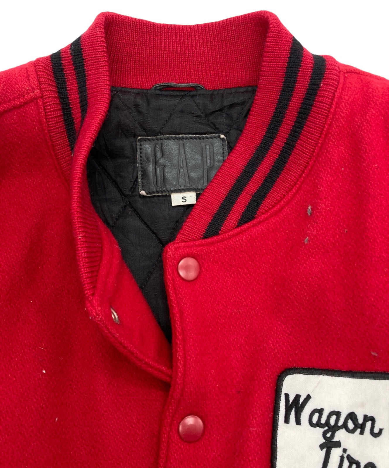 OLD GAP Leather switch stadium jacket Size: S Red… - image 5