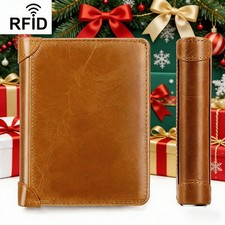 Men Short Trifold Wallet Leather ID Window Card Holder Slim Purse Christmas Gift