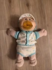 Vintage Cabbage Patch Kids Doll Bald Baby Brown Eyes Pacifier Blue Outfit 1987