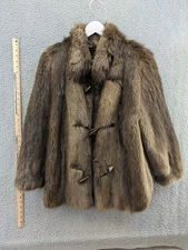 Vintage Nina Ricci Guinine Real Brown Muskrat Fur Coat Needs Repairs