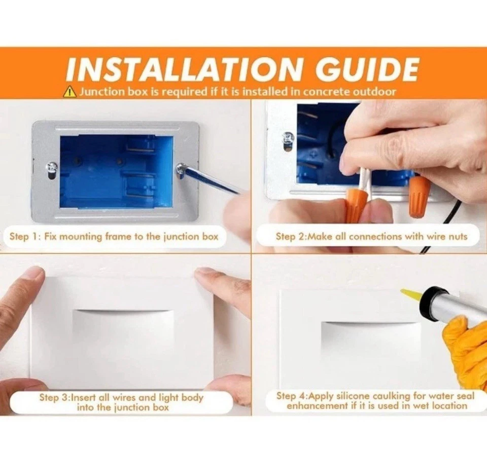 3pk Cloudy Bay 120V Dimmable LED Indoor Outdoor Step Light,3000K Warm White  - Image 3 of 4