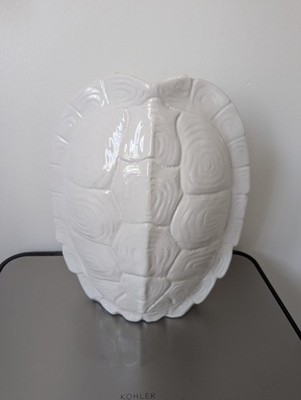 White Coastal Ceramic Large Turtle Shell Vase, Glazed Interior | eBay