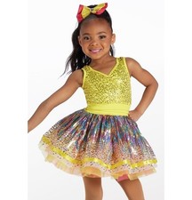 Dance Pre-Owned Costume Weissman 15268 XL Child Yellow Colorful tutu Jazz Sequin
