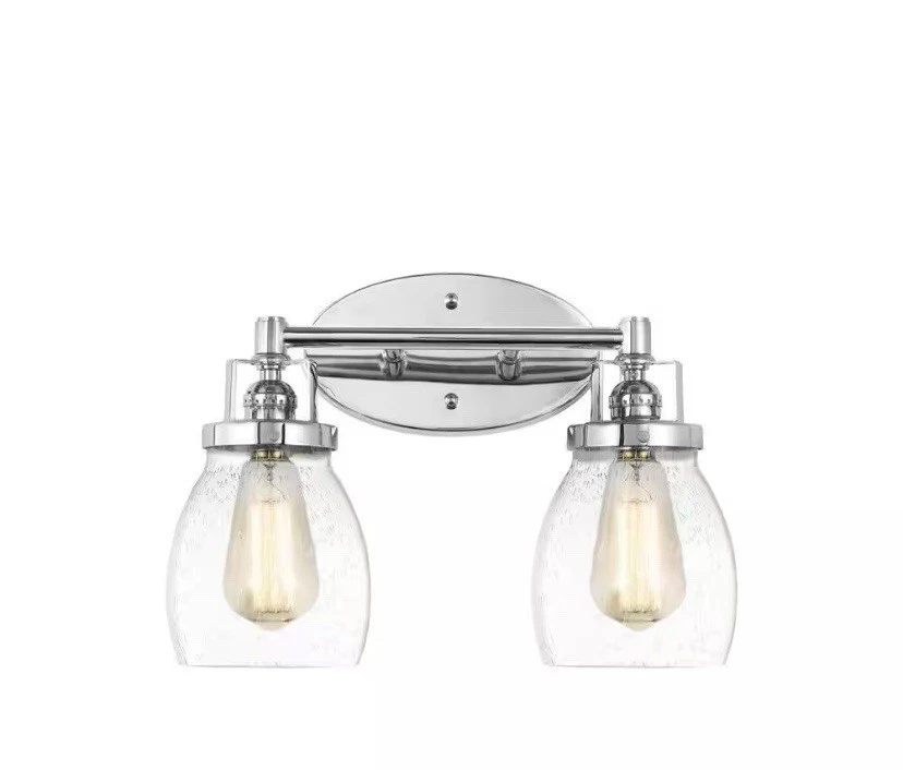 Belton 2-Light Bathroom Vanity Light in Chrome With Clear Seeded Shades - Image 2 of 4