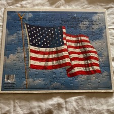 Pledge Of Allegiance 100 Piece Puzzle Made In USA Flag SEALED but see photos