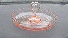 Vintage Pink Depression Glass Tid-Bit/Candy Dish/Bowl Valentine Heart Handle