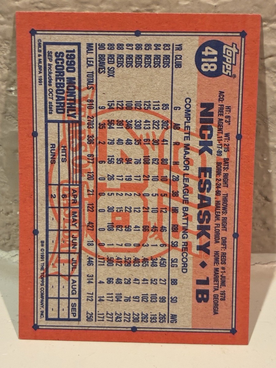 1991 Topps Operation Desert Shield #418 Nick Esasky Atlanta Braves