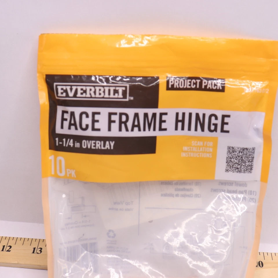(10 peças) Dobradiça de gabinete Everbilt 105 graus sobreposição 35 mm 1-1/4 H70247E-NP-U1 - Imagem 3 de 4