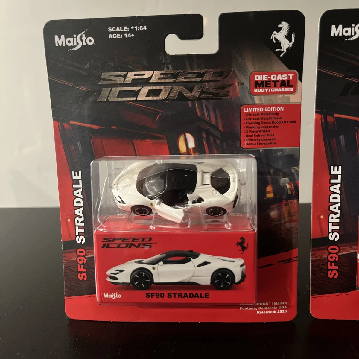 Maisto 🔥White & Blue Rare🔥 Speed Icons Ferrari SF90 Stradale Lot of 2