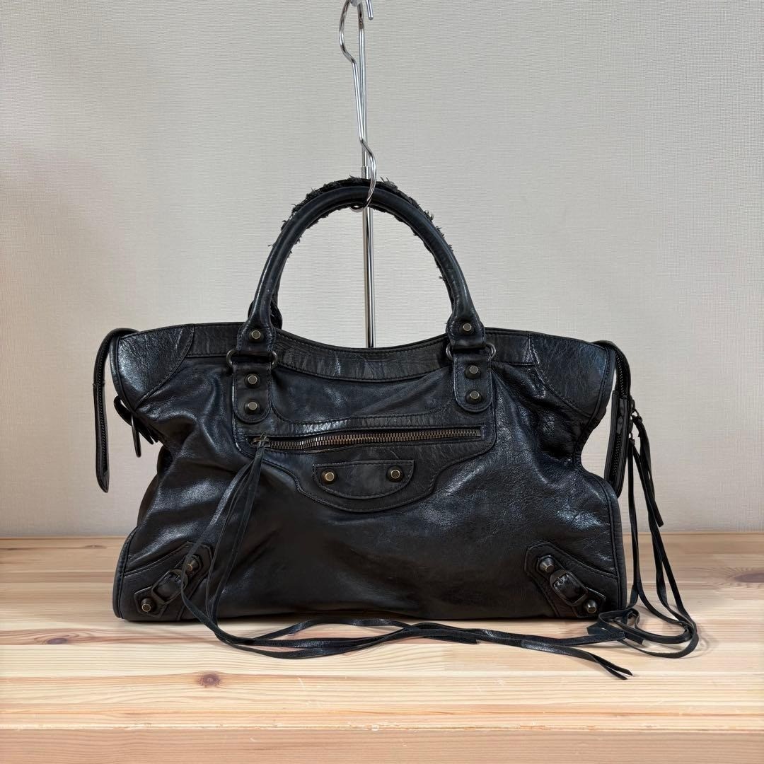 Balenciaga The City Bag 115748 Black Leather 2Way Shoulder Y2K thumbnail 3